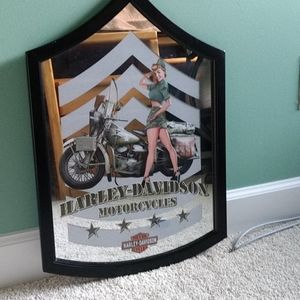 Mirrored HD Army Motorcycle w/ HD Pinup Gal